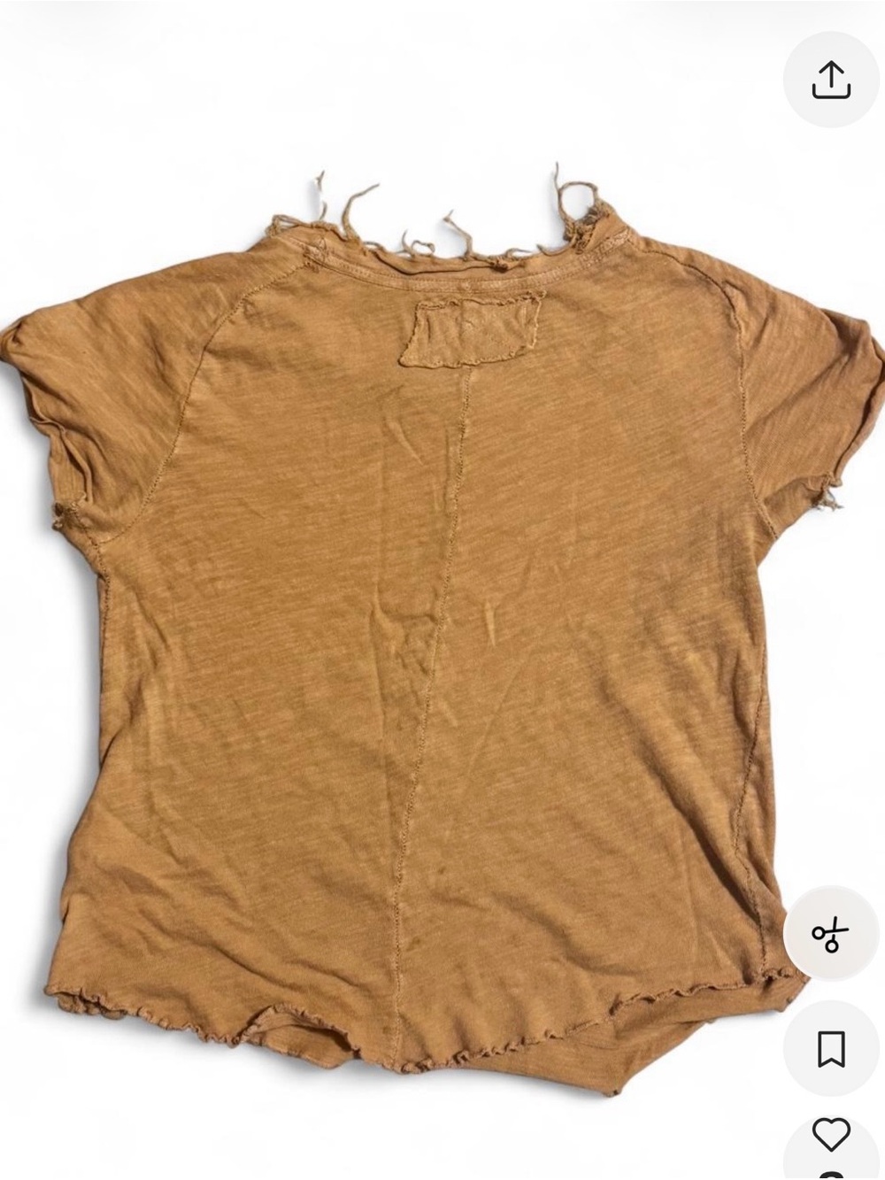 Free People Distressed Washed Brown Short Sleeve Tee - Picture 2 of 3